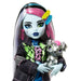 Vue rapprochée du visage expressif de la poupée Frankie Stein Monster High