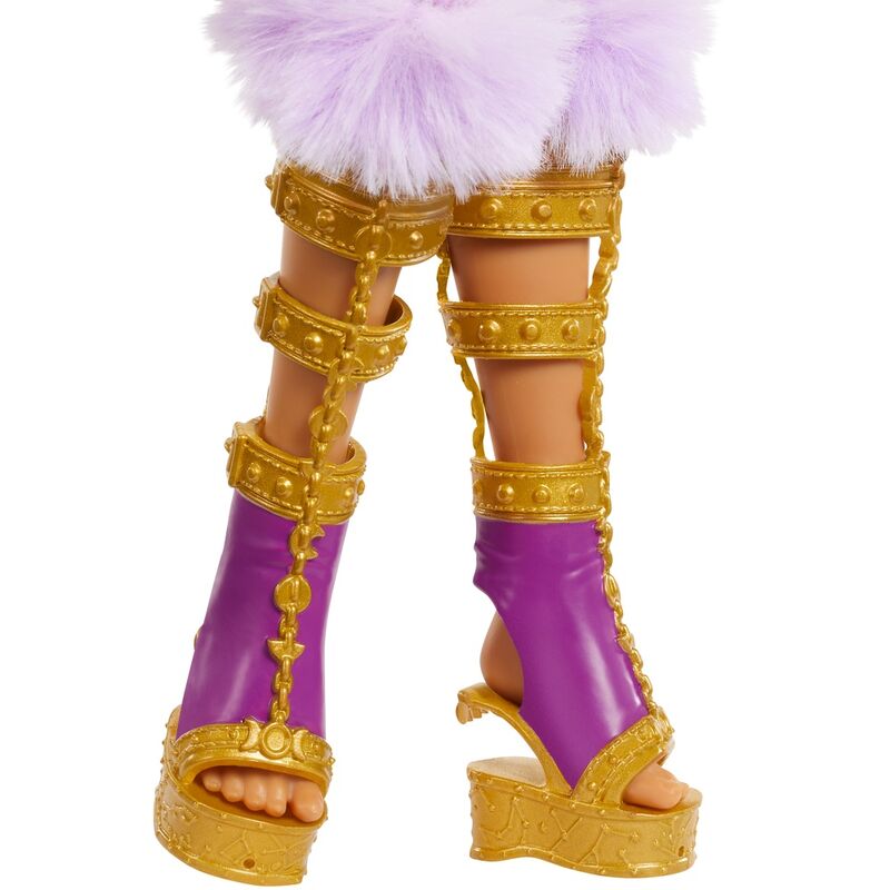 Vue rapprochée des vêtements et décoration de la poupée Clawdeen Wolf Monster Party