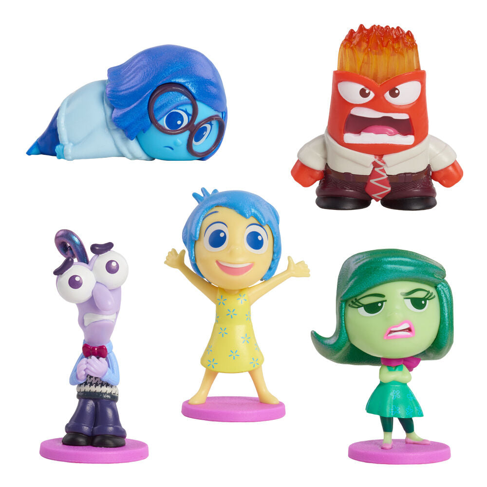Présentation des figurines Inside Out en position debout sur fond blanc