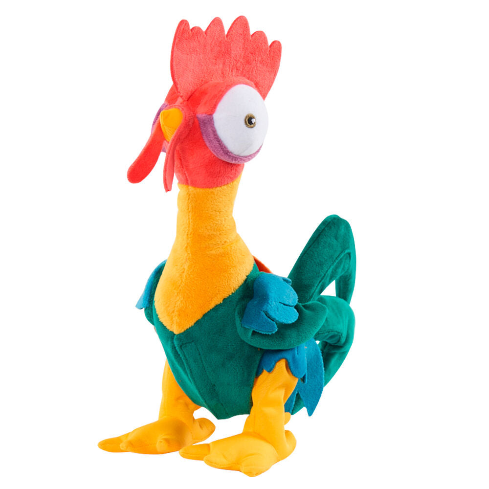 Peluche Hei Hei Vaiana en position dansante sur fond blanc, illustrant son mouvement