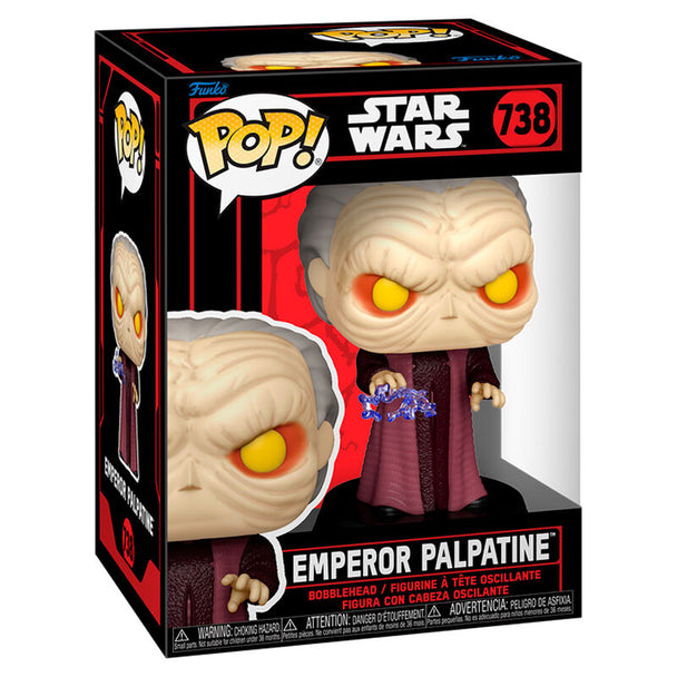 Figurine Funko POP de l'Empereur Palpatine en vinyle, vue de face avec détails précis et couleurs fidèles à Star Wars