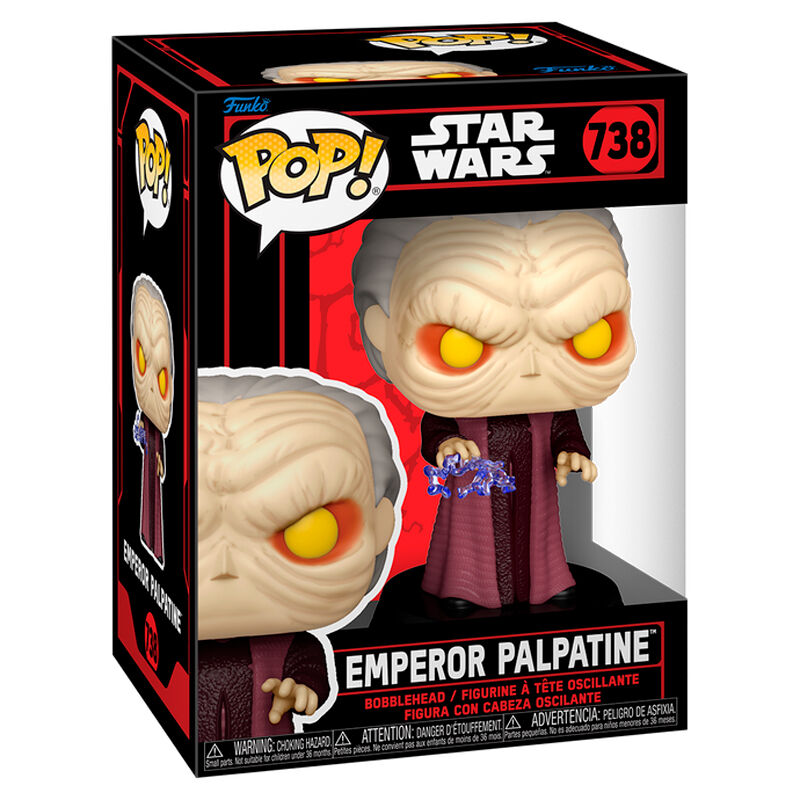 Figurine Funko POP de l'Empereur Palpatine en vinyle, vue de face avec détails précis et couleurs fidèles à Star Wars