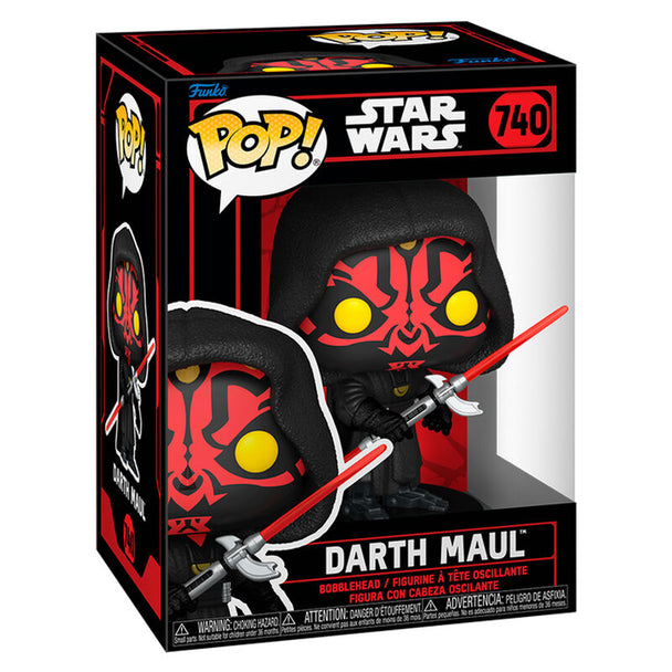 Figurine Funko POP Darth Maul en vinyle de 9 cm avec détails précis et couleurs vives, présentée dans sa boîte cadeau.