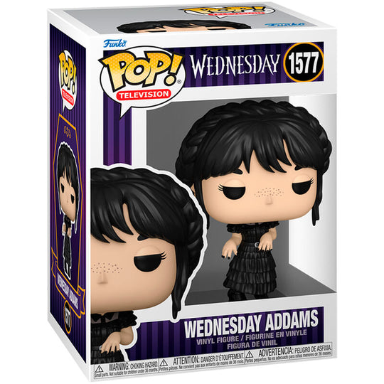 Figurine Funko POP de Wednesday Addams en vinyl de 9 cm dans sa boîte cadeau officielle FUNKO
