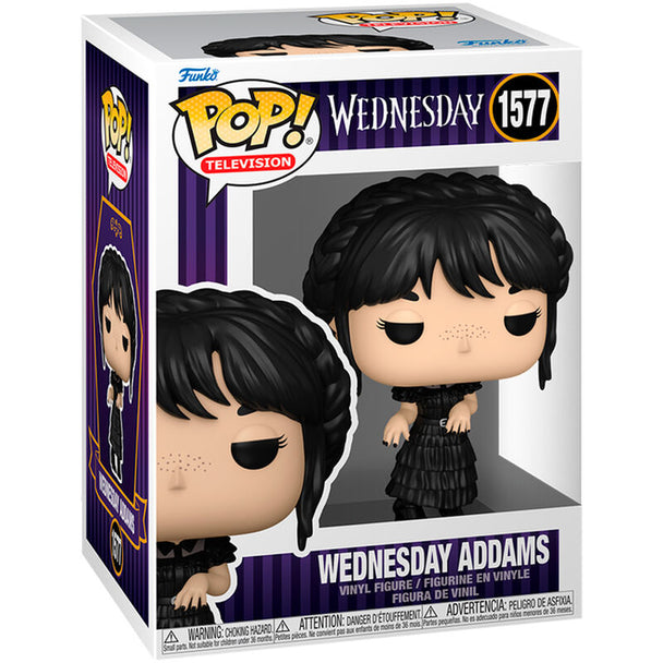 Figurine Funko POP de Wednesday Addams en vinyl de 9 cm dans sa boîte cadeau officielle FUNKO