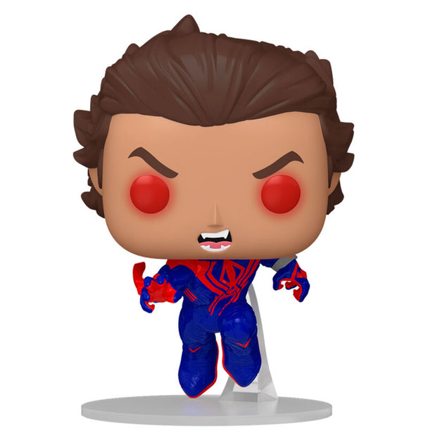 Packaging de la figurine Funko POP Spider-Man 2099 Marvel Spiderman Across the Spider-Verse avec illustration colorée et logo officiel