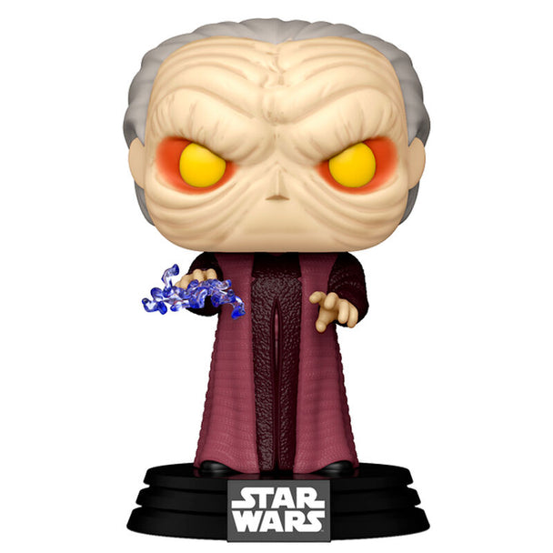 Boîte cadeau de la figurine Funko POP Emperor Palpatine, montrant le packaging officiel et la taille compacte de 9 cm