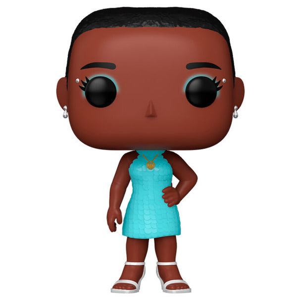 Vue rapprochée de la figurine Bianca Barclay de la série Wednesday, détail des couleurs et du design.