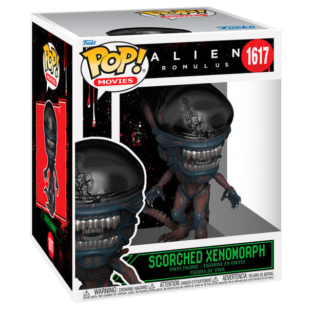 Figurine Funko POP Super Alien Romulus Scorched Xenomorph angle latéral montrant les couleurs et finitions précises