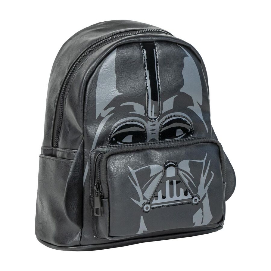 Détail du simili cuir noir texturé du sac à dos Darth Vader Star Wars CERDÁ