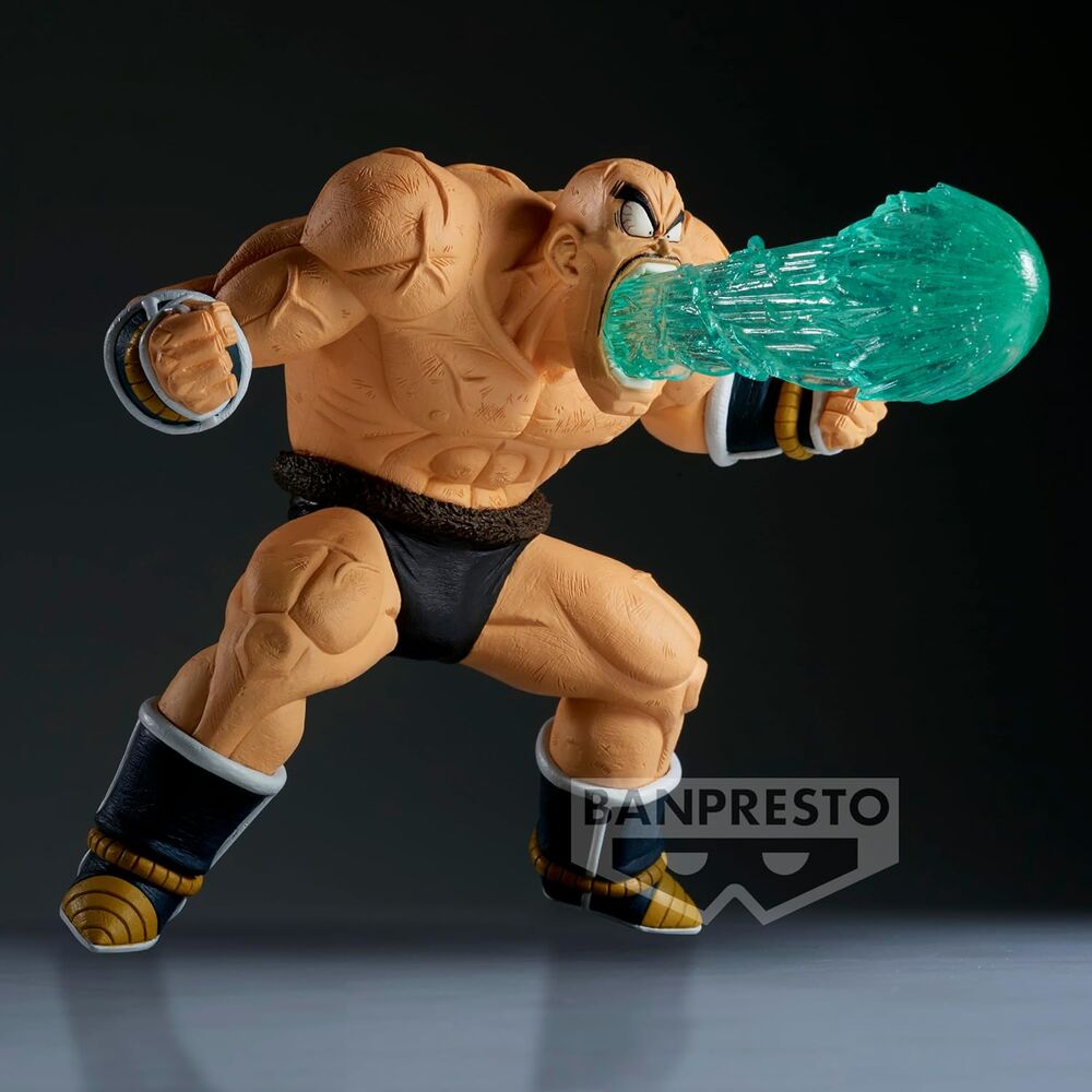 Gros plan sur le visage expressif de la figurine Nappa Dragon Ball Z GX avec ses traits caractéristiques