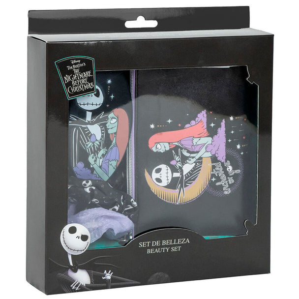 Vanity case Disney Nightmare Before Christmas décoré des personnages Jack & Sally sur fond sombre
