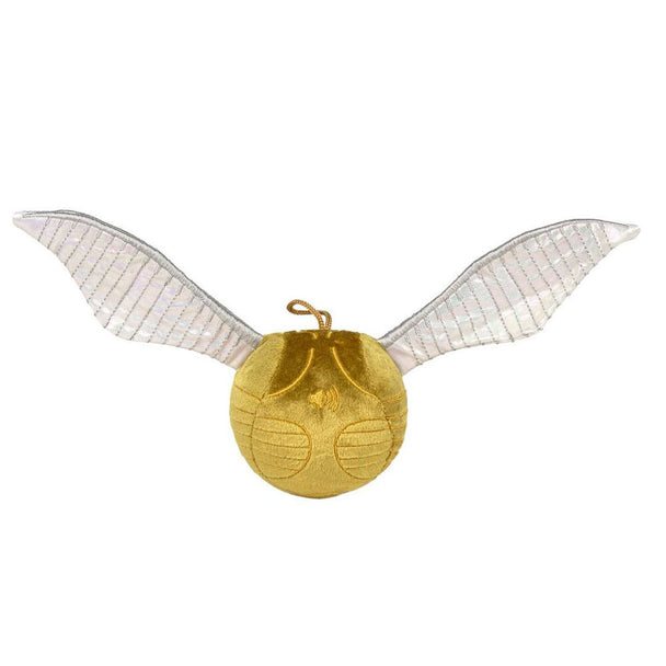 Peluche sonore Golden Snitch Harry Potter de 22 cm signée PLAY BY PLAY, vue de face avec détails dorés réalistes.