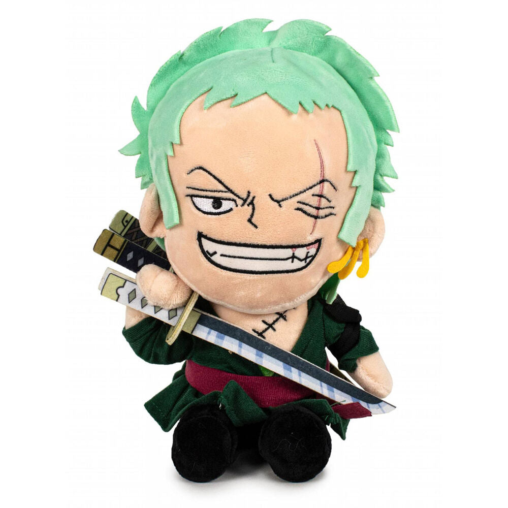 Peluche Roronoa Zoro One Piece de 25cm avec détails soignés, fabriquée par PLAY BY PLAY.