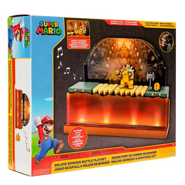 Figurine Bowser de Super Mario Bros Deluxe vue de face avec détails colorés et posture de combat