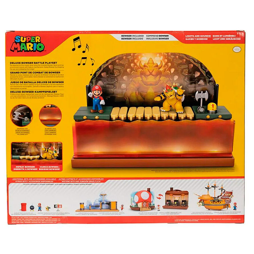 Image rapprochée des détails du visage féroce de la figurine Bowser Super Mario Bros Deluxe