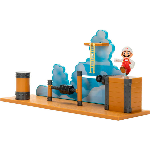Détail de la figurine Mario 6,25 cm posée sur le deck de l'avion coloré
