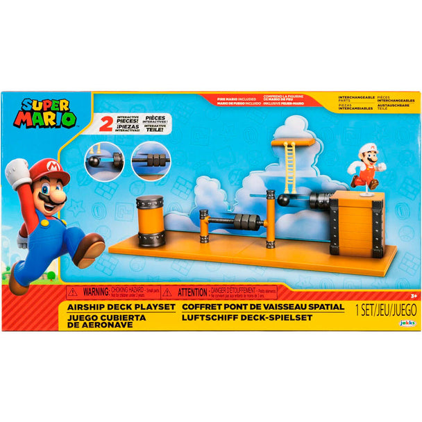 Vue de face du playset avion Super Mario Bros avec figurine Mario 6,25 cm