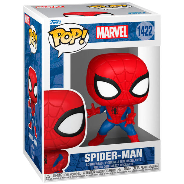 Figurine Funko POP Spider-Man Classics en vinyle de 9 cm présentée dans sa boîte cadeau officielle Marvel