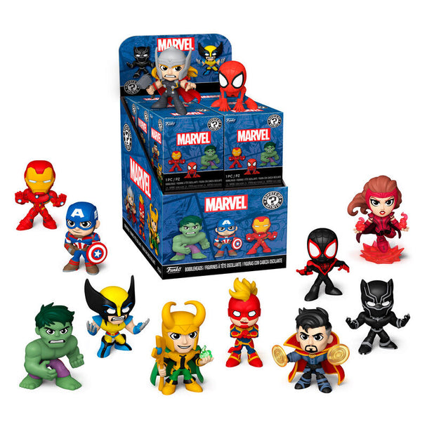 Figurine Marvel Classics Mystery Mini FUNKO montrant un personnage Marvel en design stylisé et détaillé sur fond blanc