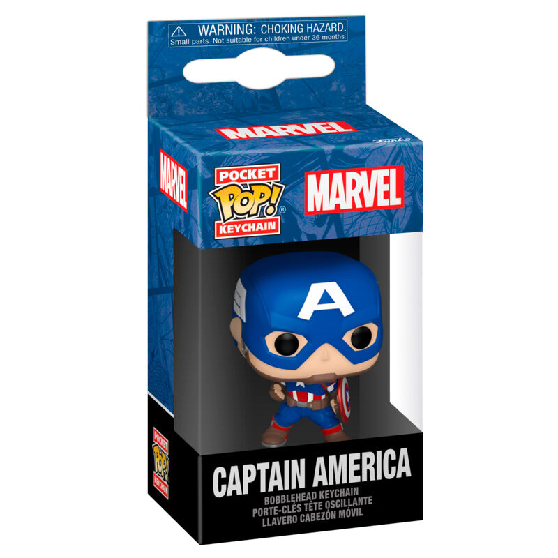 Porte-clés Pocket POP Marvel Captain America Classics FUNKO vue de face avec détails du bouclier