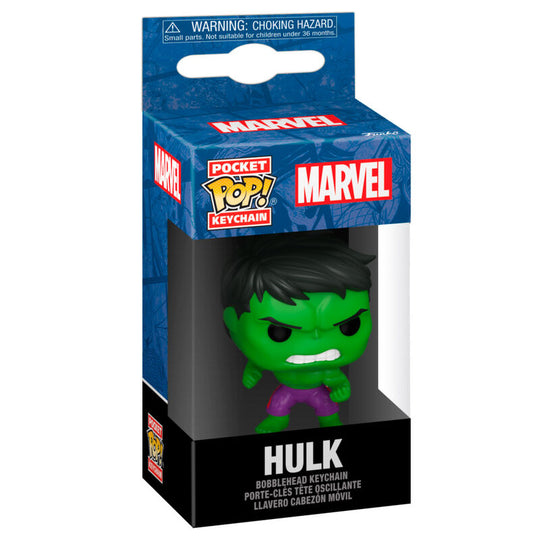 Porte-clés FUNKO Pocket POP représentant Hulk classique de Marvel avec couleurs vives et détails soignés
