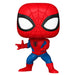Vue rapprochée de la figurine Funko POP Spider-Man Classics montrant les détails soignés du vinyle