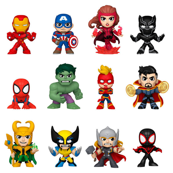 Vue rapprochée d'une figurine Marvel Classics Mystery Mini FUNKO assortie, illustrant les détails précis et la peinture soignée