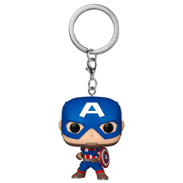 Porte-clés FUNKO Captain America Classics Marvel, vue rapprochée montrant la qualité et les couleurs vives
