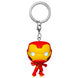 Porte-clés Iron Man FUNKO Pocket POP présenté de côté montrant l'attache métallique solide et le design compact