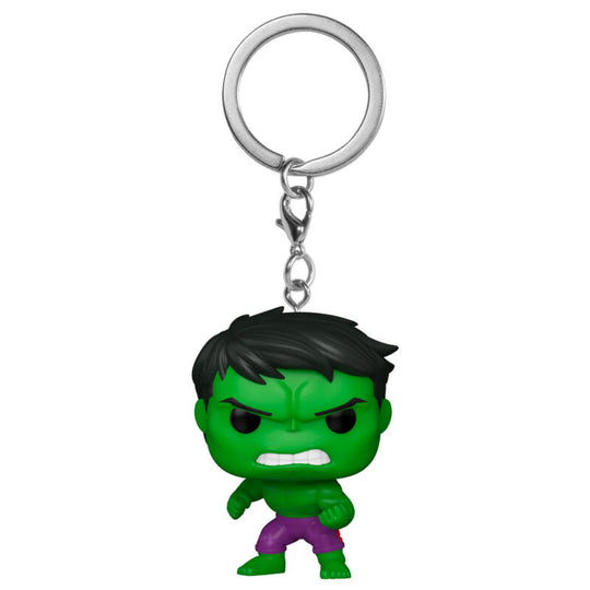 Vue rapprochée du porte-clés Marvel Hulk Classics Pocket POP montrant le design compact et la qualité des finitions