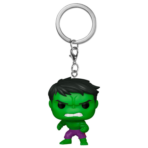 Vue rapprochée du porte-clés Marvel Hulk Classics Pocket POP montrant le design compact et la qualité des finitions