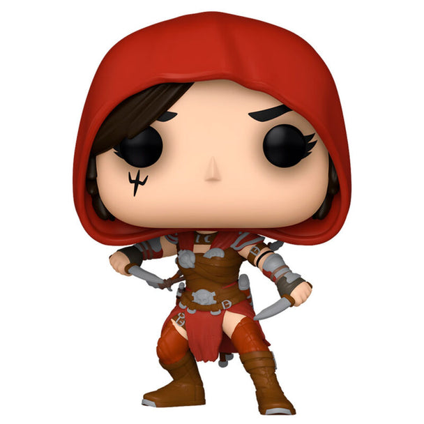 Vue rapprochée de la figurine Funko POP Diablo IV Rogue montrant les détails soignés du personnage