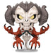 Vue rapprochée de la figurine Funko POP Mephisto Diablo IV montrant les détails du visage et des couleurs