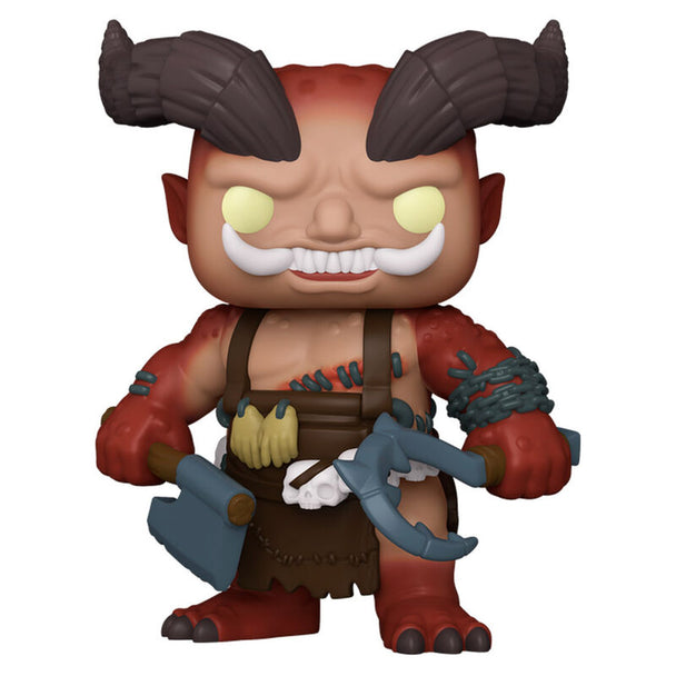 Figurine POP Funko Super Diablo IV The Butcher en vinyle, présentée sous un angle latéral montrant sa finition soignée