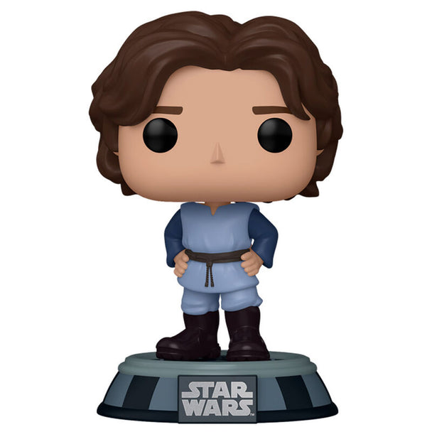Vue rapprochée de la figurine Funko POP Young Boba Fett montrant les détails précis de la peinture et la boîte collector aux couleurs Star Wars.