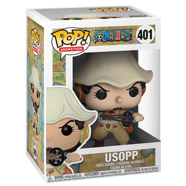 Figurine Funko POP Usopp de One Piece en vinyle, 9 cm, vue avant avec détails précis et couleurs vives
