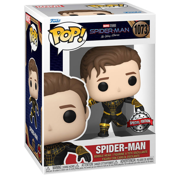 Vue de face de la figurine Spider-Man No Way Home avec costume détaillé et couleurs vives