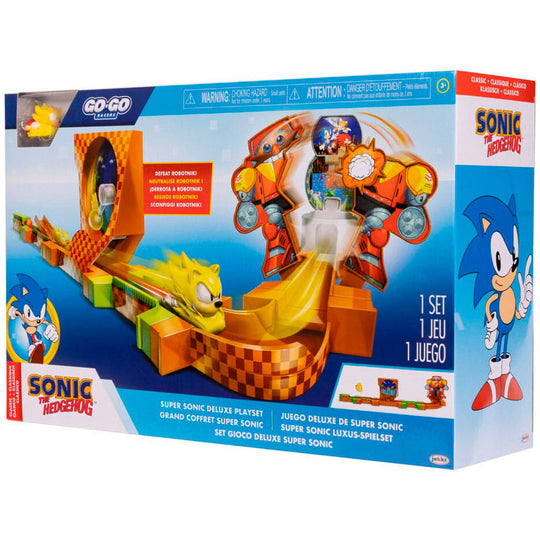 Boîte du Sonic Go Go Racers Deluxe Playset avec illustrations attrayantes