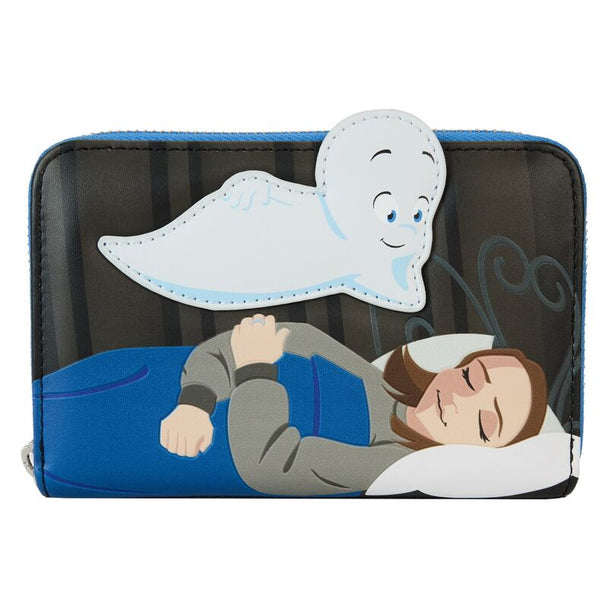 Portefeuille Loungefly Casper The Friendly Ghost Halloween en cuir vegan vu de face avec design fantôme brillant