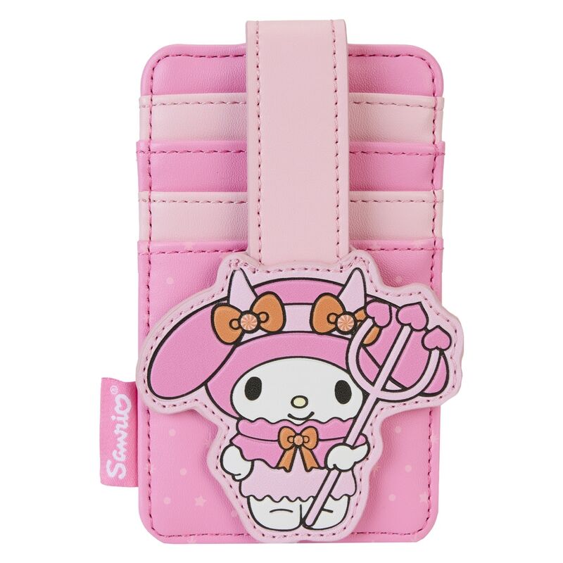 Porte-cartes Loungefly Sanrio My Melody Devil en cuir vegan avec découpe cœur visible de face
