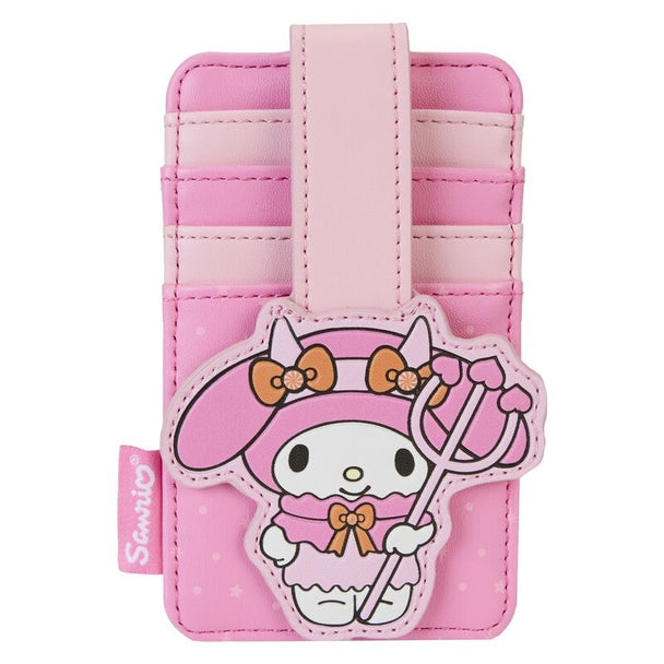 Porte-cartes Loungefly Sanrio My Melody Devil en cuir vegan avec découpe cœur visible de face