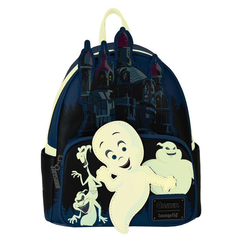 Zoom sur la breloque en métal argenté Whipstaff du sac à dos Casper Halloween Loungefly