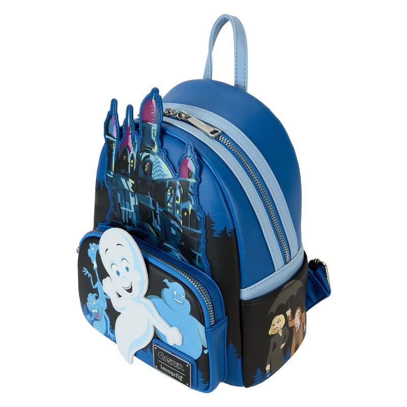Image du compartiment principal zippé et des poches latérales du sac à dos Loungefly