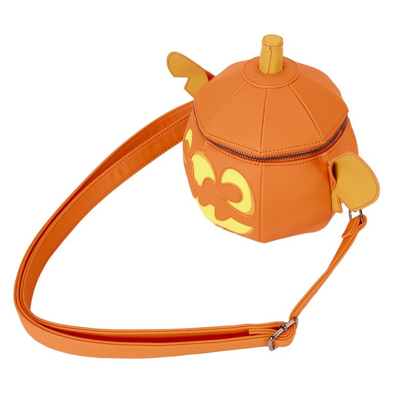 Sac Stitch Citrouille posé sur fond neutre montrant les dimensions compactes et le design unique