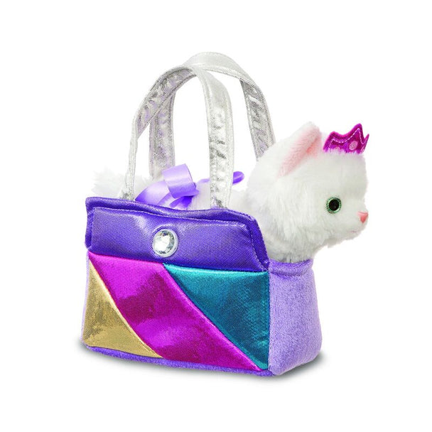 Peluche Fancy Pal Cat AURORA 21 cm posée sur un fond blanc, montrant sa texture douce et son design réaliste.