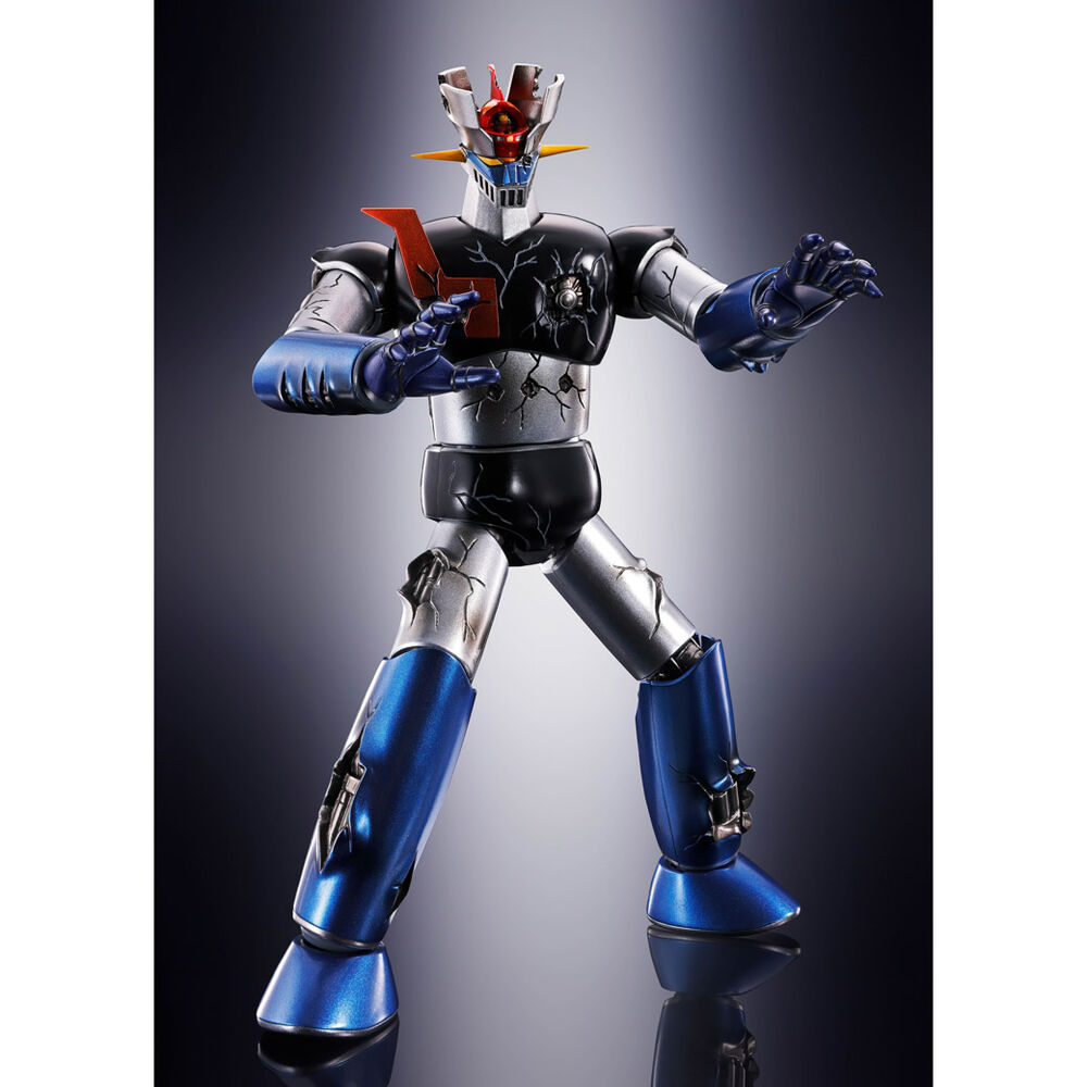 Figurine Mazinger Z GX-105D Kakumei Shinka Damaged en position dynamique avec détails endommagés visibles