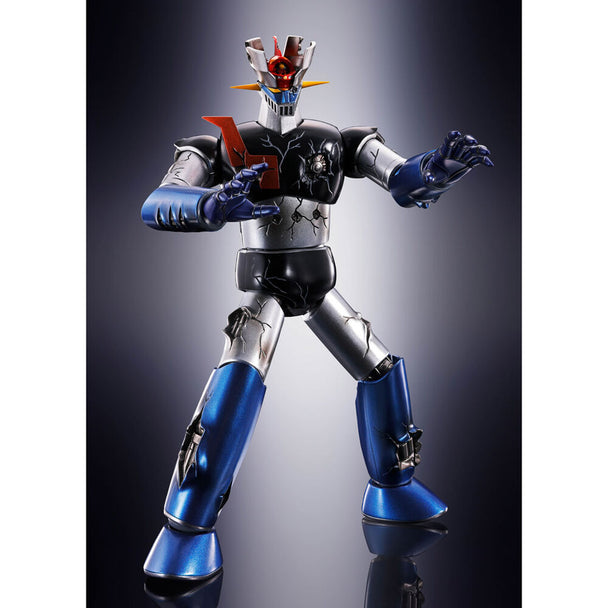 Figurine Mazinger Z GX-105D Kakumei Shinka Damaged en position dynamique avec détails endommagés visibles