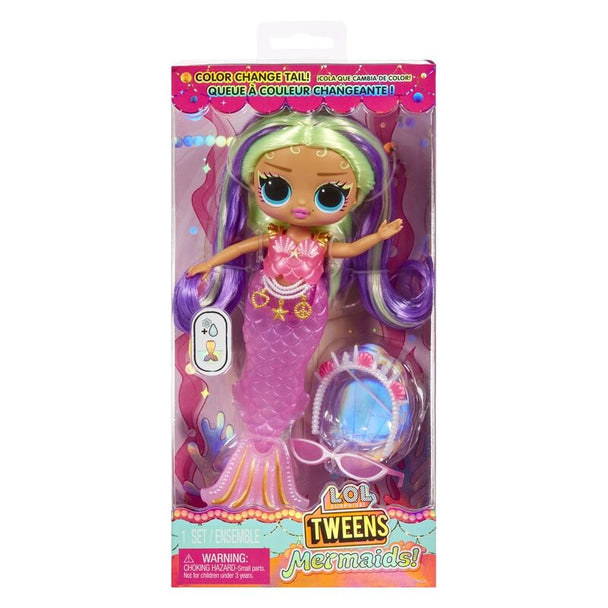 Poupée L.O.L Surprise Cleo Cove Tween 20cm avec queue de sirène changeant de couleur en présentation face avant