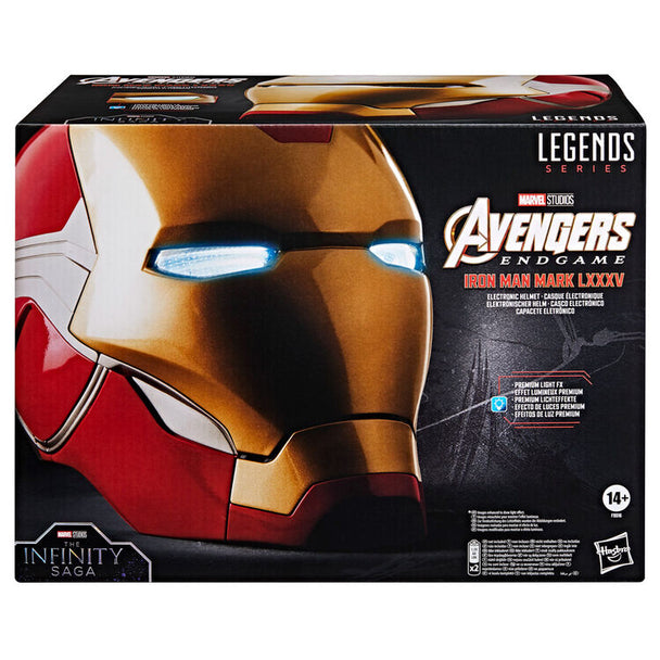 Vue latérale du casque Iron Man montrant le capteur d'activation des lumières des yeux